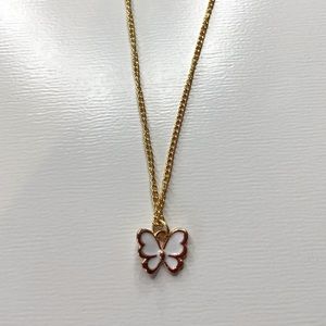 White and gold butterfly necklace and anklet